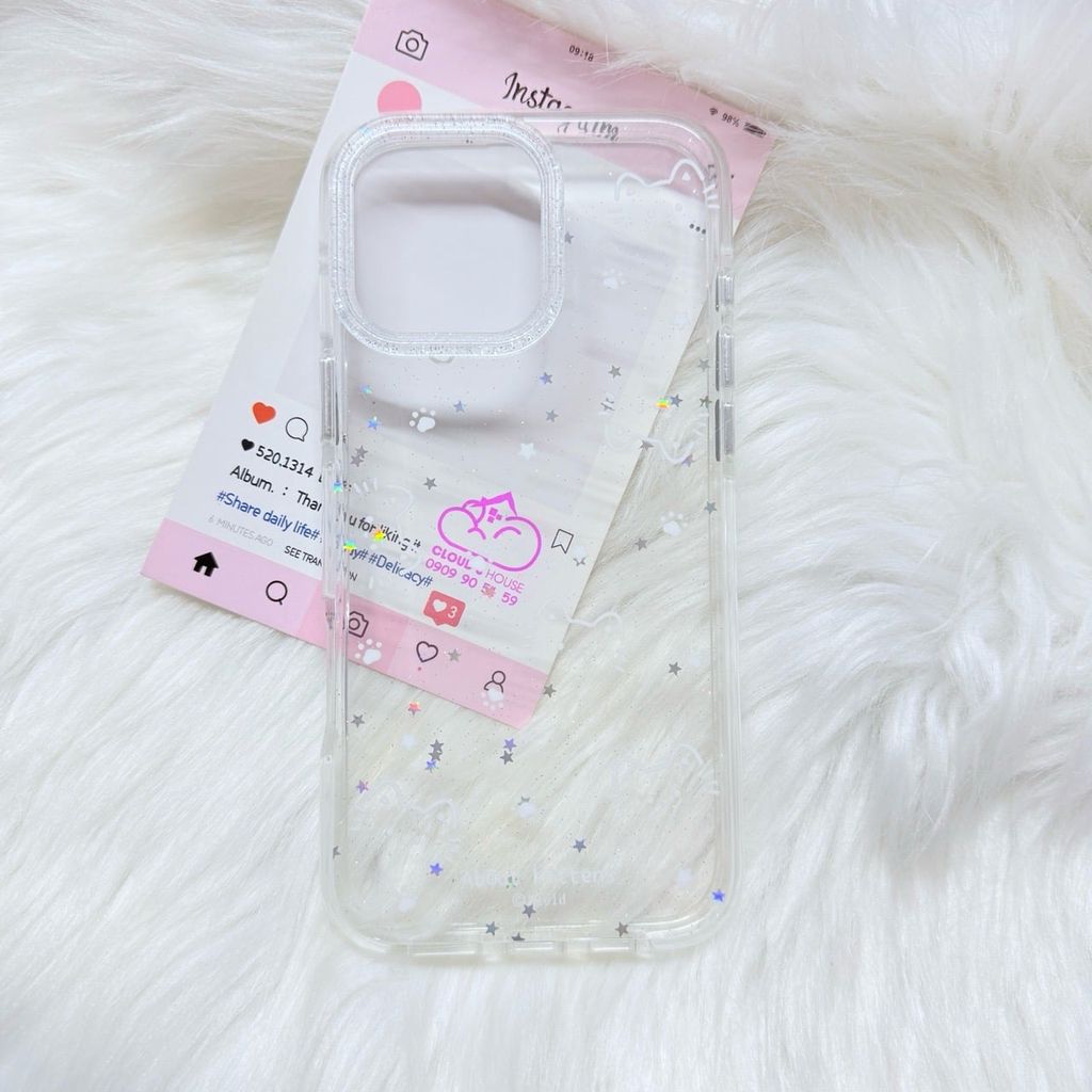 Case Ốp điện thoại iPhone Bling Bling Meomeo bé Mèo kute viền camera lấp la lấp lánh iPhone 13/14/15/16/17Pro/Promax