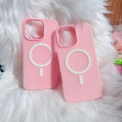 Case Ốp điện thoại iPhone Magsafe Trơn 2 Lớp Basic màu Hồng Pastel iPhone 13/14/15/16/Pro/Promax