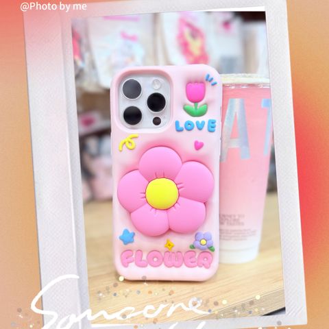 Case Ốp điện thoại iPhone Hoa kèm Popsocket Su dẻo 3D Nổi iPhone 11/12/13/14/15/Plus/Pro/Promax