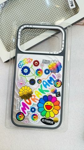 Case Ốp Điện thoại iPhone CaseTify FLOWERS STICKER MANIA Hoa MURAKAMI Viền Xám iPhone 17/16/15/14/13Promax