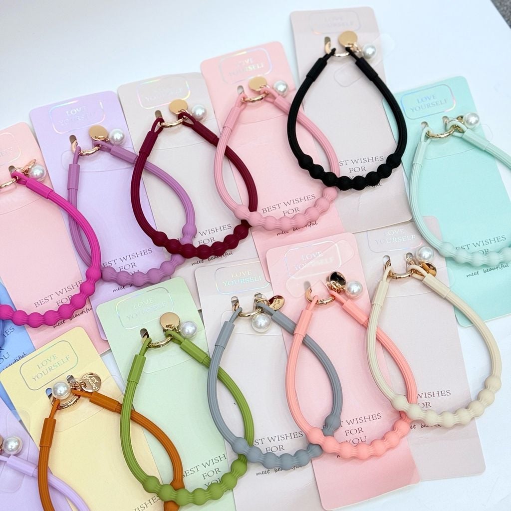 DÂY BI CHARM HOA Ngọc Trai Silicone CHỐNG BẨN kèm charm