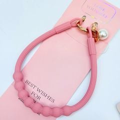 DÂY BI CHARM HOA Ngọc Trai Silicone CHỐNG BẨN kèm charm