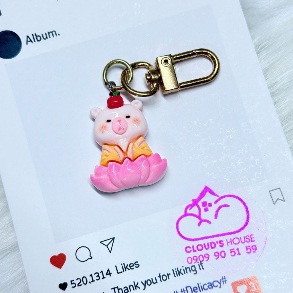 Móc treo điện thoại mini cute dễ thương - MẪU NGỒI HOA SEN