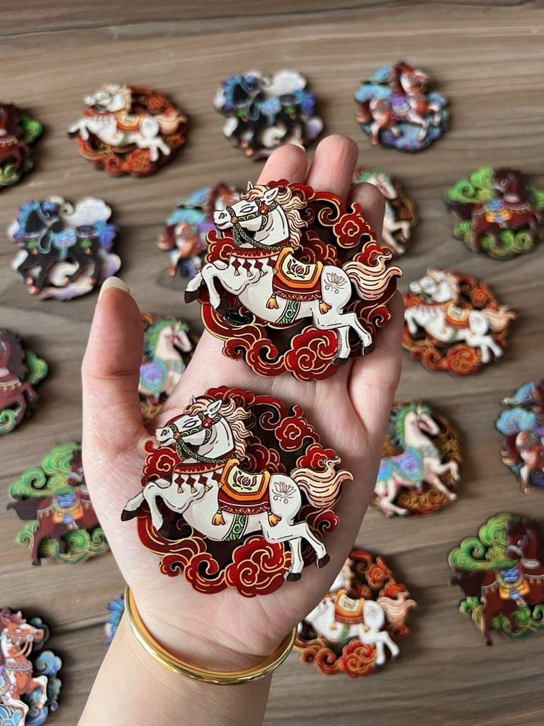 Nam châm Gỗ 3D Trang Trí Tủ Lạnh Fridge Magnet - Hình Ảnh NGỰA NGŨ HÀNH - Quà lưu niệm Việt Nam