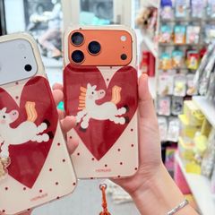 Case Ốp điện thoại iPhone Ngựa Trắng Trái Tim Đỏ Kim Tuyến iPhone 13/14/15/16/17Pro/Promax