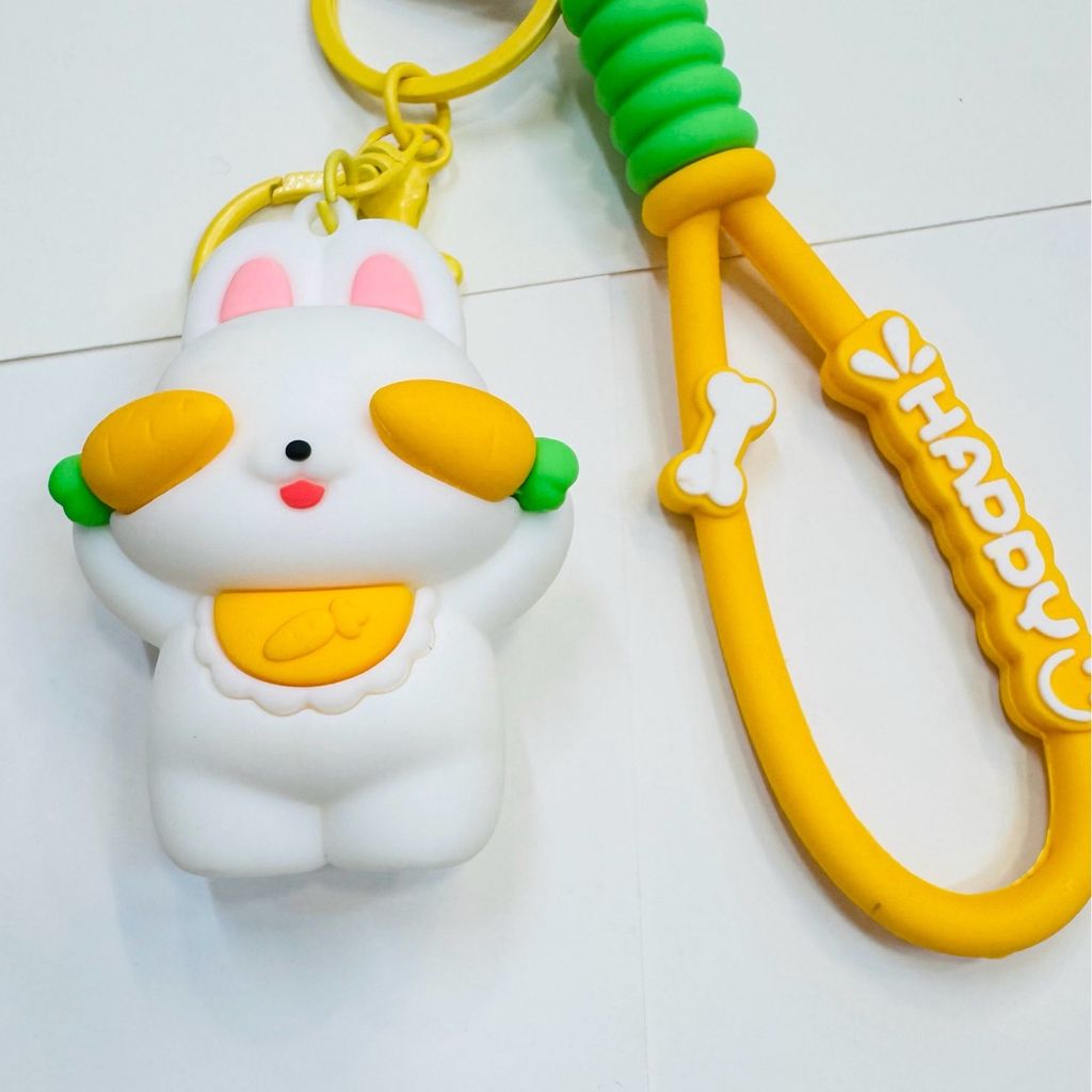 Móc Khóa Chó & Thỏ Cà Rốt Dây Happy Nhiều Mẫu