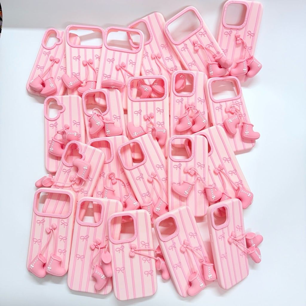 Case Ốp điện thoại iPhone NƠ HỒNG chiếc giày Su dẻo 3D Nổi iPhone 12/13/14/15/16/17Plus/Pro/Promax