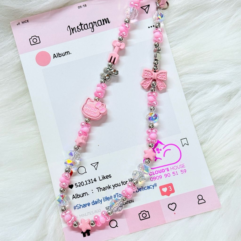 Dây đeo điện thoại ngắn Hello Kitty charm Kute (Quảng Châu, Thái Lan)