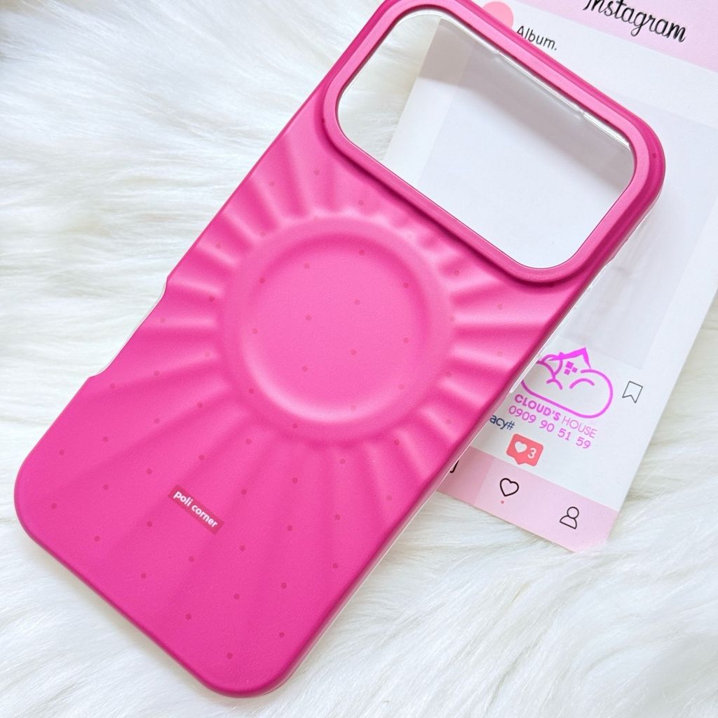Case Ốp điện thoại iPhone Màu Hồng Cánh Sen Chấm Bi Poli Corner Magsafe Basic iPhone 17/16/15/14/13/12/Pro/Promax