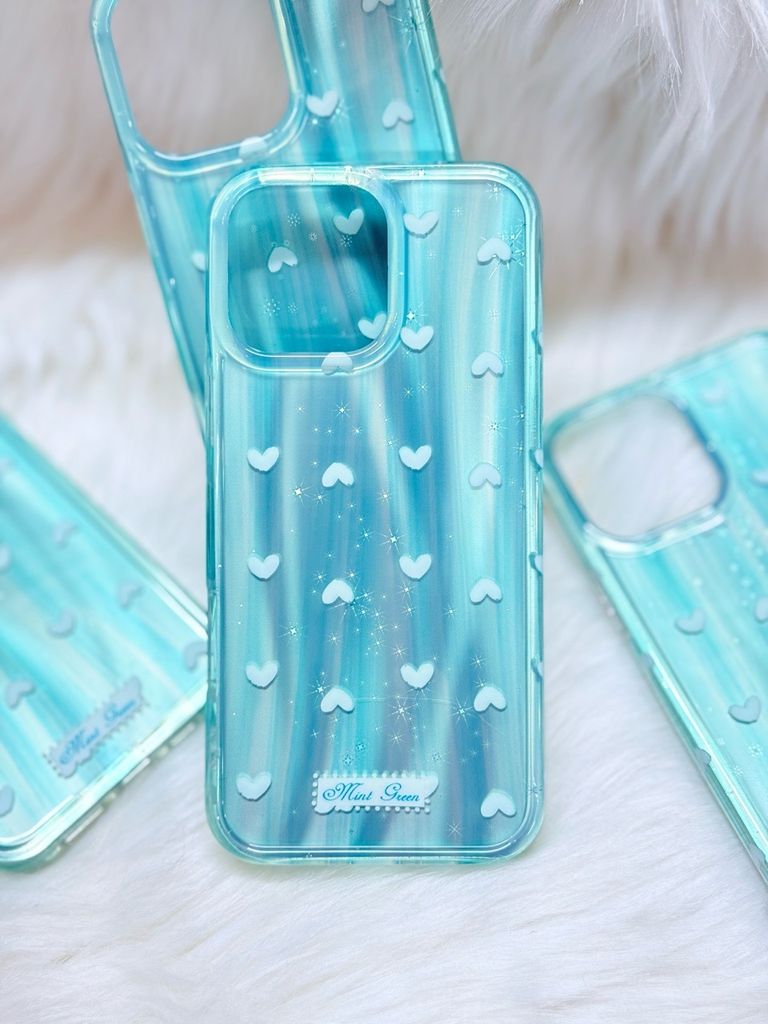 Case Ốp điện thoại iPhone Trái Tim Xanh (Blue Love) Hologram Bling Bling iPhone 13/14/15/16/Pro/Promax