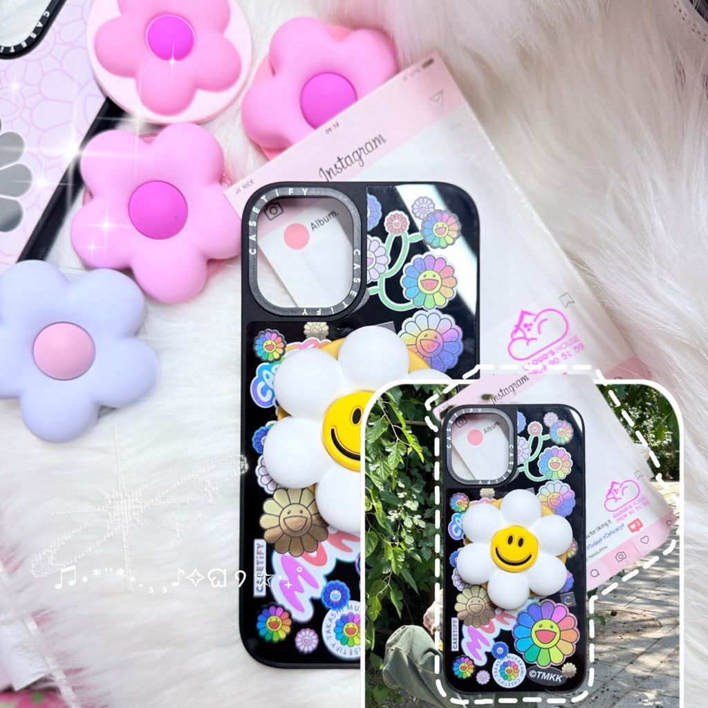 Case Ốp Điện thoại iPhone Hoa Cười & Sticker Nhiều Màu x Murakami Flower Mirror CaseTify iPhone 17/16/Promax