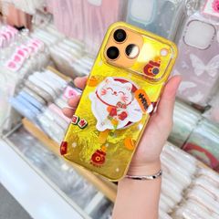 Case Ốp điện thoại iPhone Mèo May Mắn & Túi Tiền Money Tài lộc Ánh Xà Cừ Magsafe Vàng iPhone 13/14/15/16/17Pro/Promax