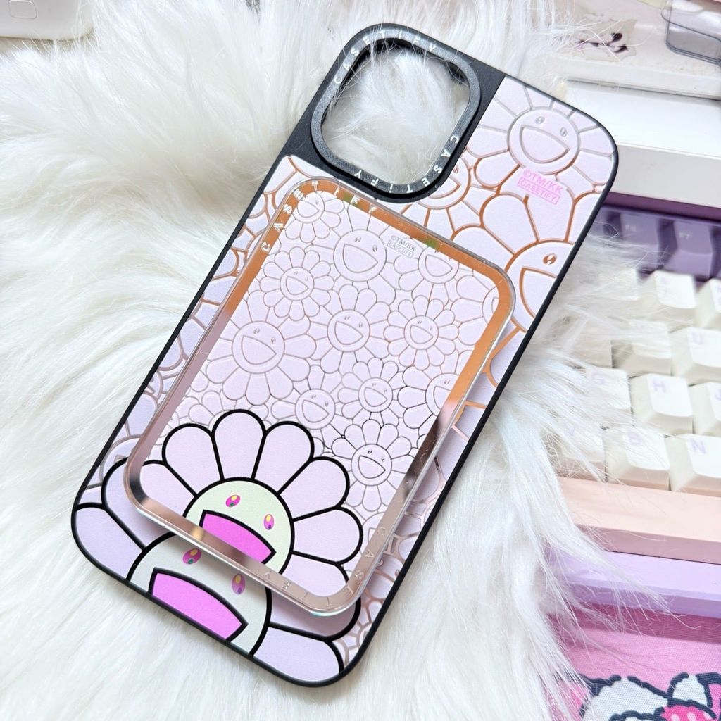 Case Ốp Điện thoại iPhone Hoa Cười Nền Hồng x Murakami Flower Mirror CaseTify iPhone 17/16/Promax