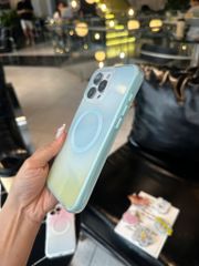 Case Ốp điện thoại iPhone Ombre Xanh Vàng Có Nút Control Magsafe iPhone 13/14/15/16/17Pro/Promax