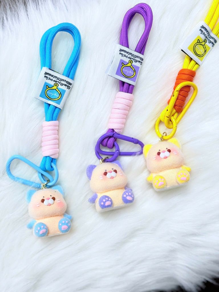 Dây đeo ngắn móc tay chất dù giữ điện thoại màu phối trơn ( DÂY NGẮN) - kèm móc hoạt hình các mẫu