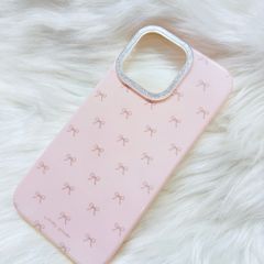 Case Ốp điện thoại iPhone Nơ Hồng Nhạt Viền Camera Bling Bling iPhone 13/14/15/16/17Pro/Promax (Kèm dây 180k)