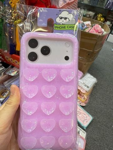 Case Ốp điện thoại iPhone chất silicone HÍT nam châm trái tim màu tím iPhone 15/16/17Pro/Promax