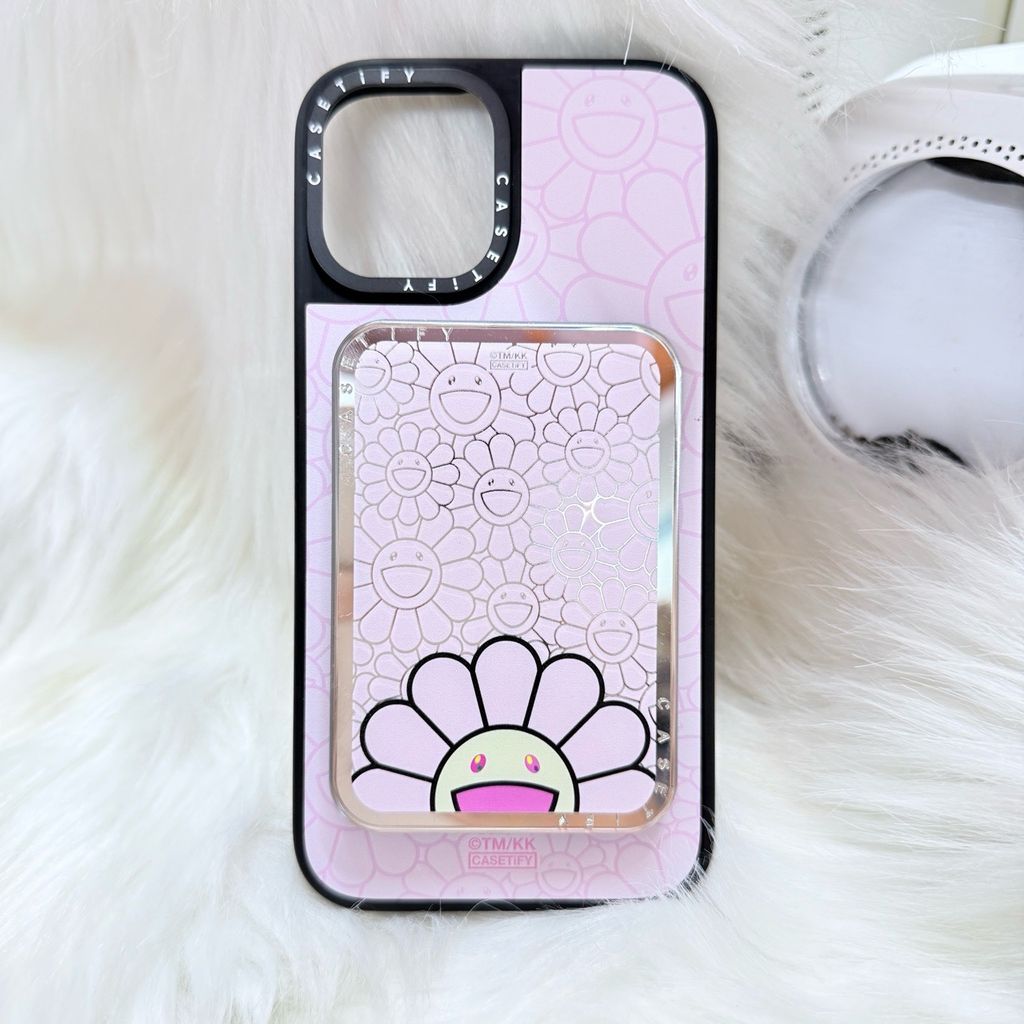 Case Ốp Điện thoại iPhone Hoa Cười Gương Nền Hồng x Murakami Flower Mirror CaseTify iPhone 17/16/Promax