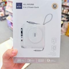 POWERBANK - Sạc dự phòng Pin dự phòng WiWU All-Round Wi- P051 6 trong 1 có cổng Type-C và ổ cắm AC 15.000MAH
