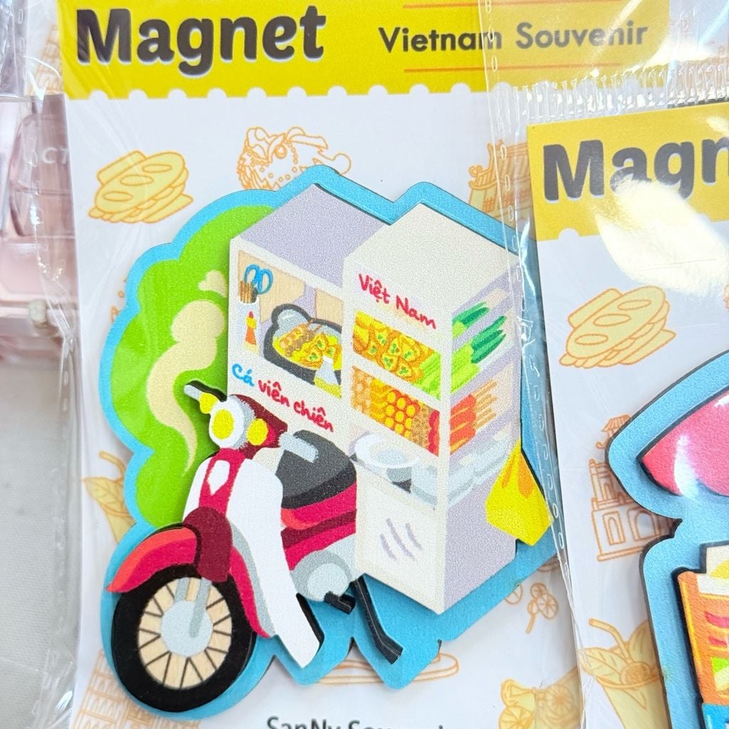 Nam châm Gỗ 3D Trang Trí Tủ Lạnh Fridge Magnet - Hình Ảnh Con Người Việt Nam - Món Ăn Việt Nam - Quà lưu niệm Việt Nam