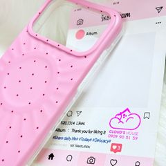 Case Ốp điện thoại iPhone Màu Hồng Đậm Chấm Bi Poli Corner Magsafe Basic iPhone 17/16/15/14/13/12/Pro/Promax
