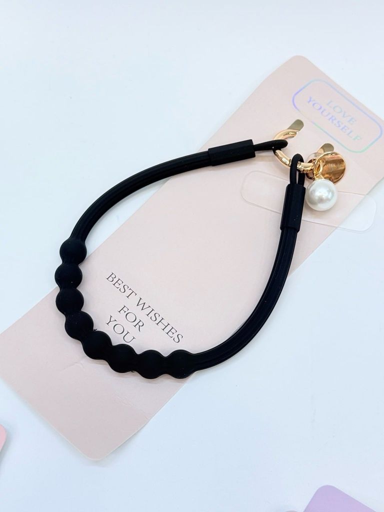 DÂY BI CHARM HOA Ngọc Trai Silicone CHỐNG BẨN kèm charm
