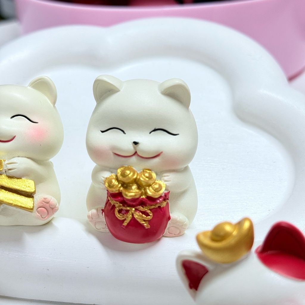 Bộ Mô Hình MÈO THẦN TÀI Bộ 4 Tượng - TẾT