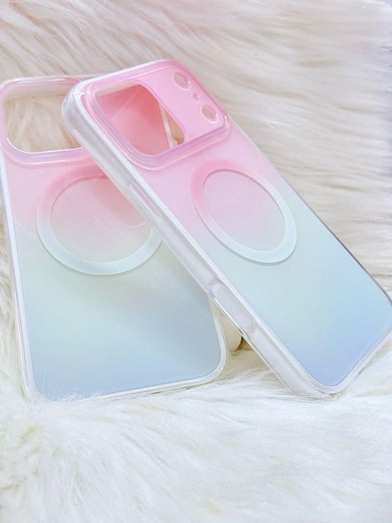 Case Ốp điện thoại iPhone Ombre Hồng Xanh Có Nút Control Magsafe iPhone 13/14/15/16/17Pro/Promax
