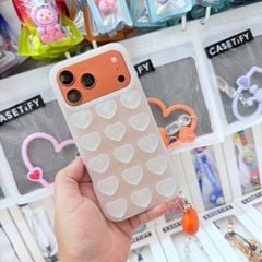 Case Ốp điện thoại iPhone chất silicone HÍT nam châm trái tim màu trắng iPhone 15/16/17Pro/Promax