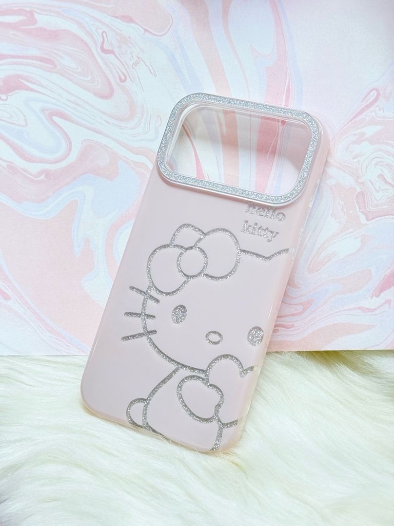 Case Ốp điện thoại iPhone Hello Kitty Hồng Nhạt Viền Camera Bling Bling iPhone 17/Pro/Promax