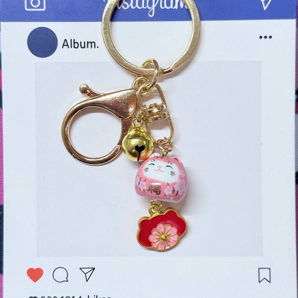 Móc Khóa Móc Treo Mèo Móc Túi Phụ Kiện Đẹp Mèo Thần Tài Mini Có Chuông, chất liệu kim loại Đài Loan (TAIWAN)