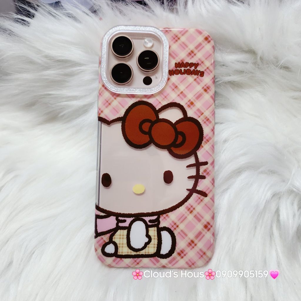 Case Ốp điện thoại iPhone Hello Kitty Trong Camera viền Bling Bling iPhone 13/14/15/16/17/Plus/Pro/Promax