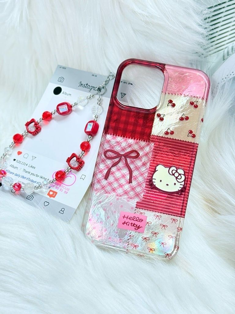Case Ốp điện thoại iPhone Hello Kitty Hologram Bling Bling Icon nổi iPhone 13/14/15/16/17/Pro/Promax