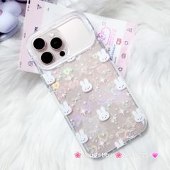 Case Ốp điện thoại iPhone Bling Bling ánh tim bé Thỏ kute viền camera lấp la lấp lánh iPhone 13/14/15/16/17Pro/Promax