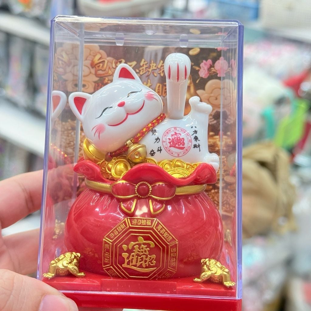 MÈO THẦN TÀI Có Chuông Nằm/ Ngồi Tài lộc trên Túi Tiền Vẫy Tay