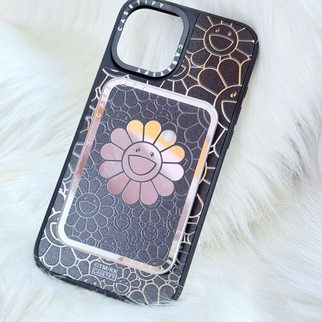Case Ốp Điện thoại iPhone Hoa Cười Gương Nền Đen x Murakami Flower Mirror CaseTify iPhone 17/16/Promax