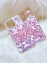 Case Ốp điện thoại iPhone Tim Hồng Ánh Bạc Hồng Hologram iPhone 12/13/14/15/16/Pro/Promax