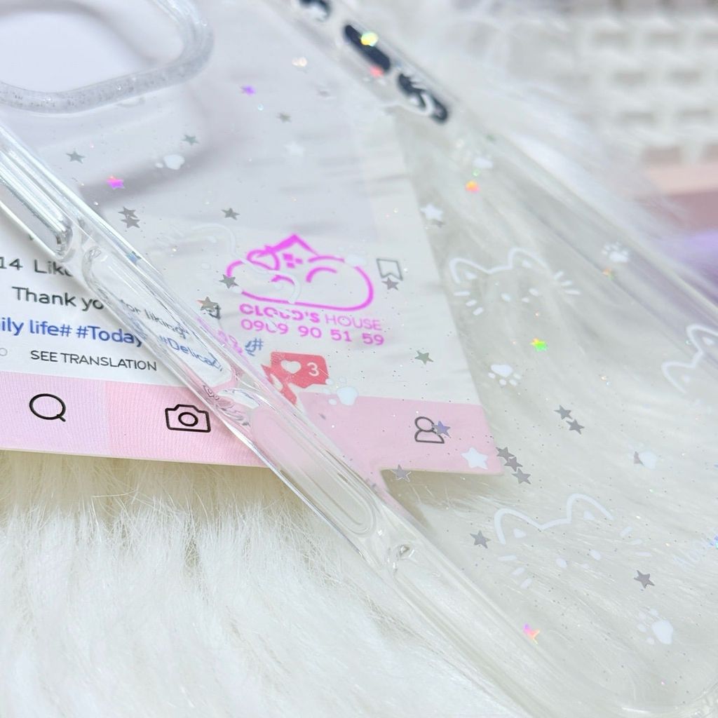 Case Ốp điện thoại iPhone Bling Bling Meomeo bé Mèo kute viền camera lấp la lấp lánh iPhone 13/14/15/16/17Pro/Promax