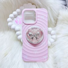 Case Ốp điện thoại iPhone Prettybow Nơ Trắng Nền Hồng Magsafe iPhone 17/16/15/14/13/12/Pro/Promax