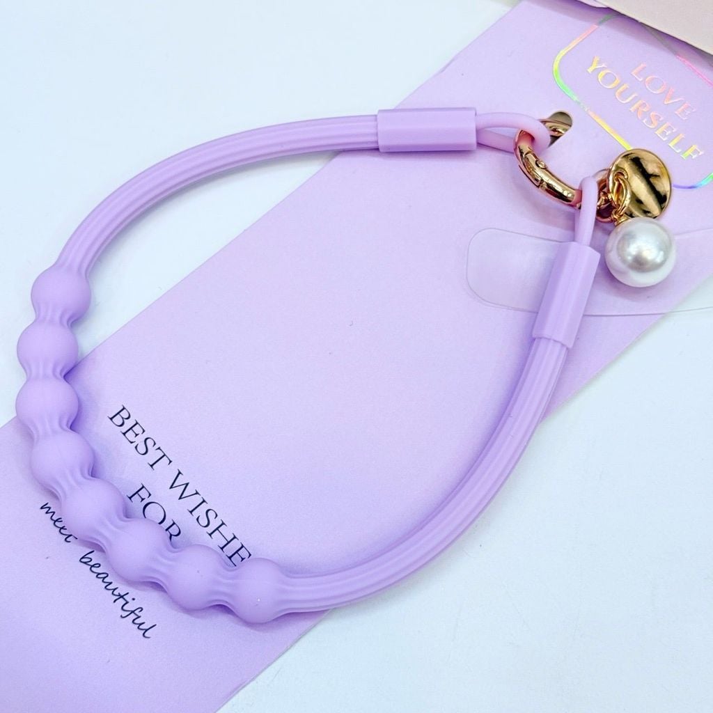 DÂY BI CHARM HOA Ngọc Trai Silicone CHỐNG BẨN kèm charm