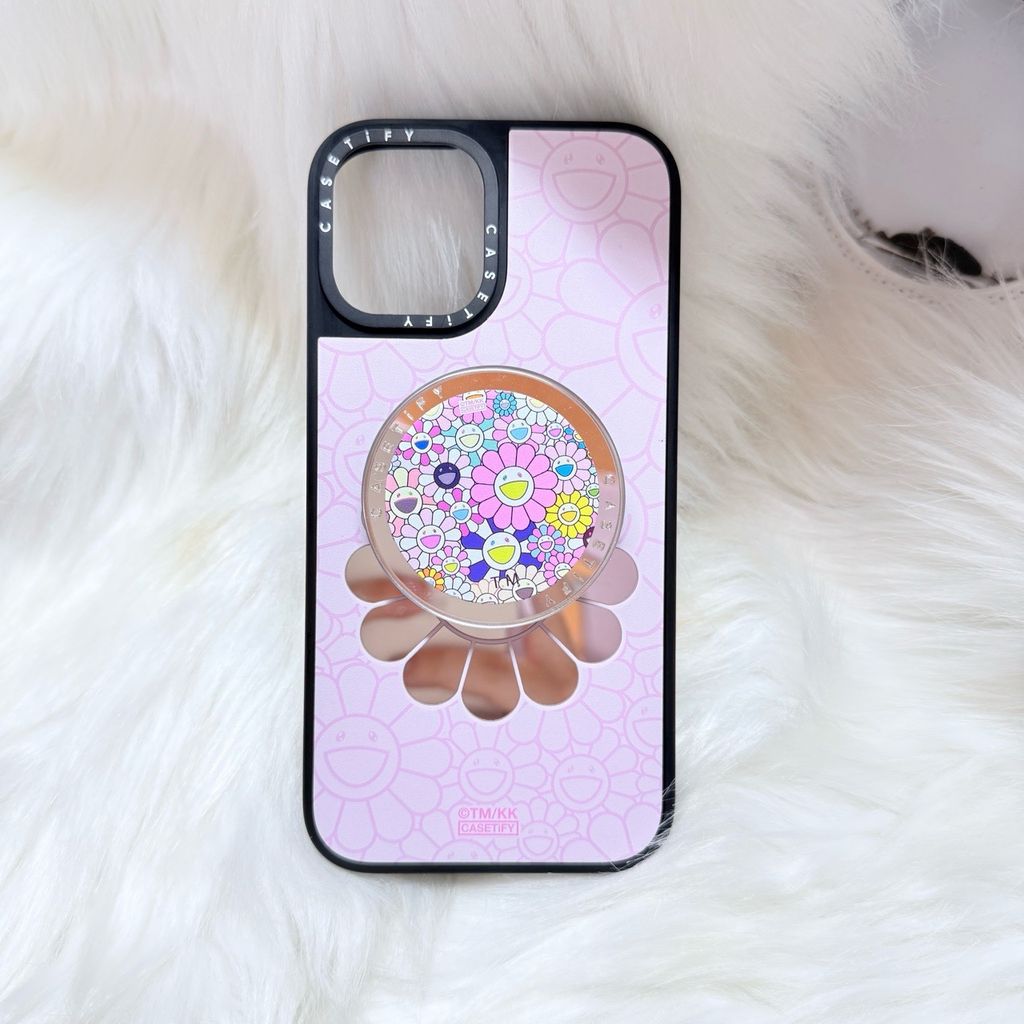 Case Ốp Điện thoại iPhone Hoa Cười Gương Nền Hồng x Murakami Flower Mirror CaseTify iPhone 17/16/Promax
