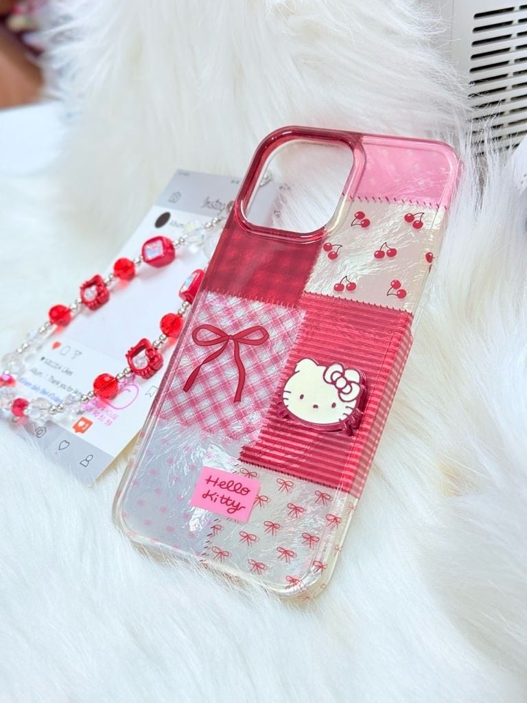 Case Ốp điện thoại iPhone Hello Kitty Hologram Bling Bling Icon nổi iPhone 13/14/15/16/17/Pro/Promax