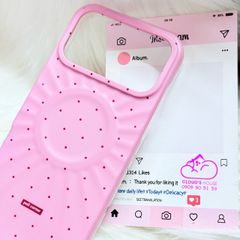 Case Ốp điện thoại iPhone Màu Hồng Đậm Chấm Bi Poli Corner Magsafe Basic iPhone 17/16/15/14/13/12/Pro/Promax