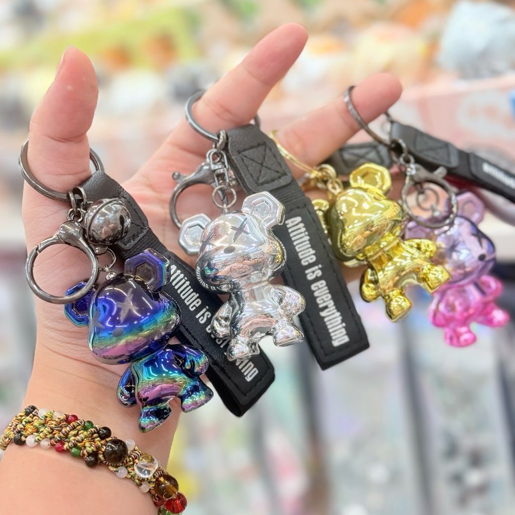 Móc khoá Gấu đính đá Ombre Bling Bling Good Luck