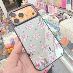 Case Ốp Điện thoại iPhone Gương Nơ Hồng Metallic Pink Ribbon Mirror CaseTify iPhone 17/16/15/14/13/Promax