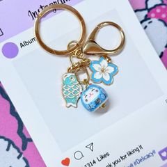 Móc Khóa Móc Treo Mèo Móc Túi Phụ Kiện Đẹp Mèo Thần Tài Mini Có Chuông, chất liệu kim loại Đài Loan (TAIWAN)