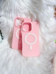 Case Ốp điện thoại iPhone Magsafe Trơn 2 Lớp Basic màu Hồng Pastel iPhone 13/14/15/16/Pro/Promax