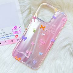 Case Ốp điện thoại iPhone Nơ Nhiều Màu Angel Energy Hologram Bling Bling iPhone 13/14/15/16/Pro/Promax
