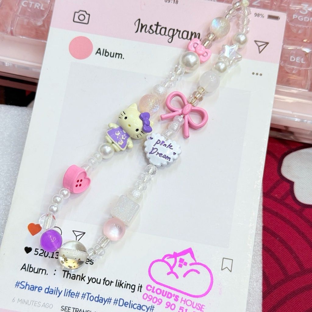 Dây đeo điện thoại ngắn Hello Kitty charm Kute (Quảng Châu, Thái Lan)