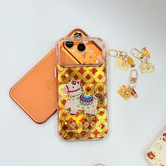 Case Ốp điện thoại iPhone Ngựa May Mắn Ánh Xà Cừ Vàng Đỏ iPhone 12/13/14/15/16/17Pro/Promax - Mã Thượng Hữu Phúc - Harmony Brings Wealth - TẾT